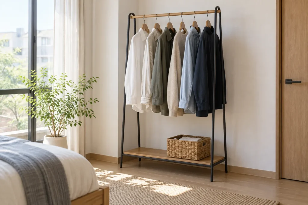 部屋に置いたスリムなハンガーラックのイメージ