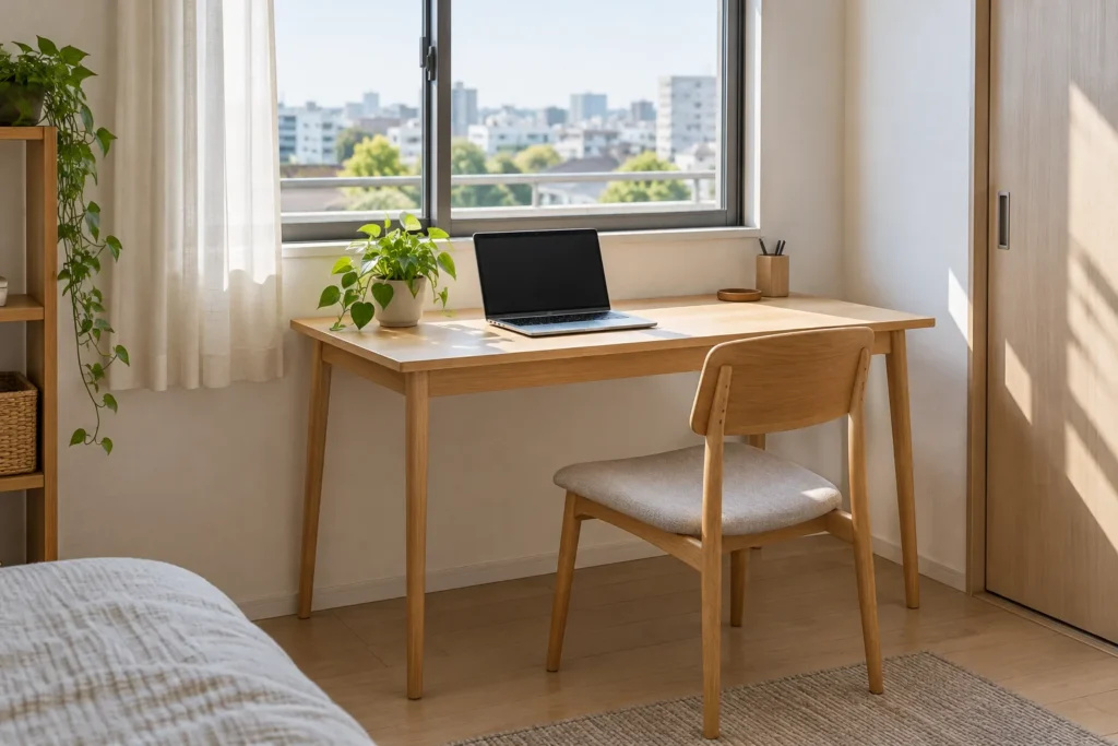 必要な家具を絞った窓辺のデスクのイメージ